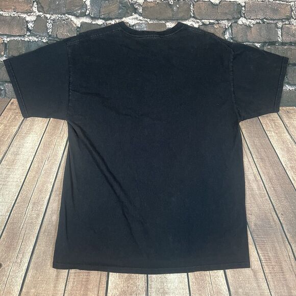 Vintage Y2K Flaming Skulls Horror Grunge Large Black Short Sleeve T-Shirt - Picture 8 of 8